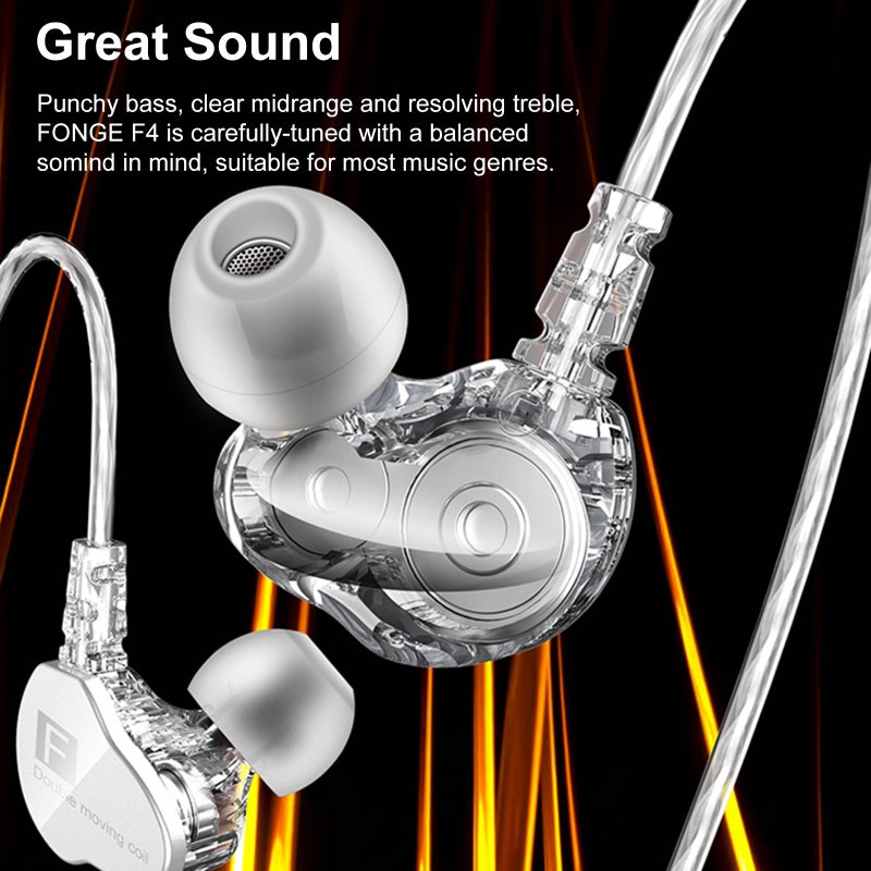 فونج سماعات أذن سلكية FONGE F4 مقاس 3.5 ملم، مزودة بملف متحرك مزدوج، صوت ستيريو جهير قوي، وحدة تحكم مدمجة مع ميكروفون - Image 5